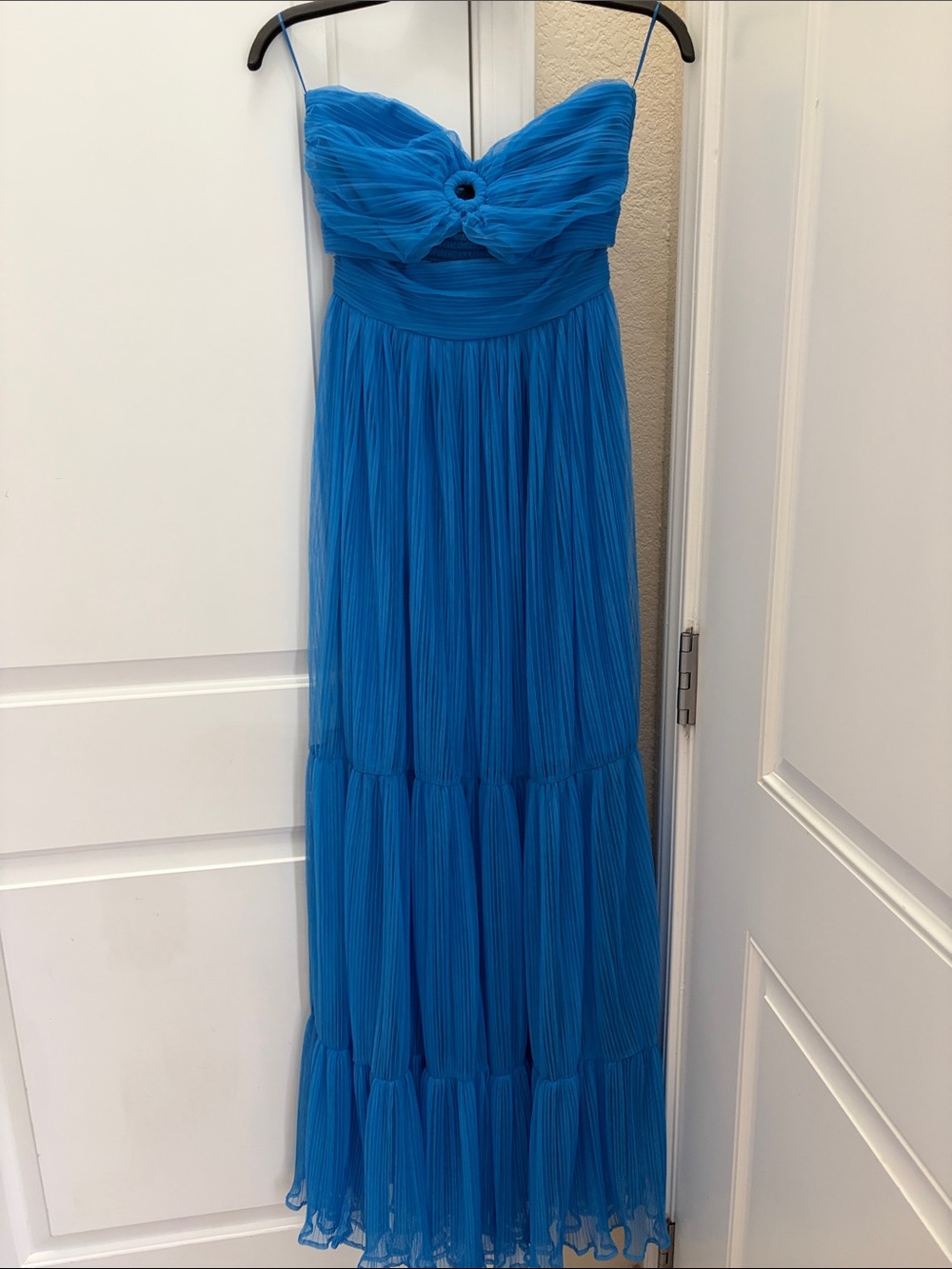 Vici Electric Blue Strapless Maxi Dress with Twist Detail